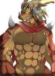  abs anthro armor bushiroad dragon dragonryuusuki drum_bunker_dragon fangs future_card_buddyfight headgear helmet hi_res horn male muscular muscular_anthro muscular_male mythological_creature mythological_scalie mythology obliques pecs scalie solo teeth 