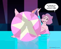  2019 ambiguous_gender barefoot black_eyes cartoon_network censored change_your_mind_(steven_universe) color commission four_eyes gay gem_fusion grin highres holding_object leather_jacket pink_skin purple_eyes purple_hair rainbow_quartz_2.0 shadow2007x star_censor steven_universe striptease topless 