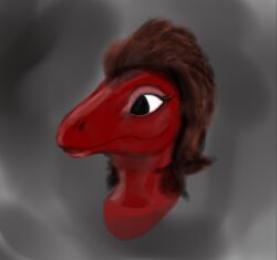  anthro brown_hair digital_media_(artwork) digital_painting_(artwork) eyelashes female hair happy head_only headshot_portrait heelipmo hi_res portrait pupils scalie shaded smile snout solo 