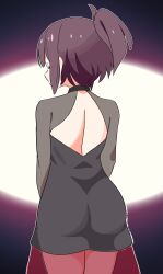  absurdres ass back back_cutout black_hair clothing_cutout dress female from_behind high_ponytail highres kono_subarashii_sekai_ni_shukufuku_wo! megumin noyama_takenoko see-through_clothes see-through_dress short_hair solo 