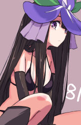  black_hair blunt_bangs breasts elbow_gloves female gloves highres jack_(wkm74959) one-hour_drawing_challenge purple_eyes solo touhou yomotsu_hisami 