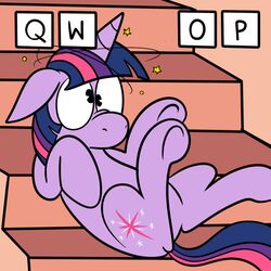  1:1 2013 avoid_posting cutie_mark equid equine female feral friendship_is_magic fur hair hasbro horn karpet-shark mammal multicolored_hair my_little_pony mythological_creature mythological_equine mythology purple_body purple_fur purple_hair qwop solo stairs tumblr twilight_sparkle_(mlp) two_tone_hair unicorn 