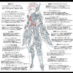  android blueprint_(medium) blueprint_(object) check_commentary check_translation commentary_request dark_toyota_rising female highres long_hair partially_translated phantasy_star phantasy_star_online_2 skeleton translation_request 