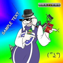  1:1 anthro badgengar bag beverage boss_monster_(undertale) bottle bovid brazzers caprine chips_(disambiguation) clothing comic_sans container doritos drugs english_text eyewear fedora female food frito-lay fur glasses gradient_background gun hat headgear headwear hitmarker humor illuminati lenny_face lol_comments mammal marijuan marijuana meme mlg mountain_dew needs_more_memes nerdynummies plant prank prank_gone_wrong prepare_for_die rainbow ranged_weapon redrockuniverse relatable rifle sample_text scope simple_background smile sniper_rifle soda solo sunglasses swag text third-party_edit tongue toriel undertale undertale_(series) vines weapon white_body white_fur 