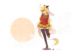  4:3 blonde_hair clothing female hair kemono lagomorph legwear leporid mammal pipisan rabbit school_uniform solo stockings student uniform 