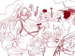  &gt;_&lt; 1boy 6+girls :3 =_= admiral_(kancolle) animal_costume arms_up beach_umbrella bikini bikini_under_clothes blush breasts chibi closed_eyes commentary_request cosplay enemy_aircraft_(kancolle) fake_horns flower hair_flower hair_ornament hat hibiki_(kancolle) hood hoodie horned_headwear horns houshou_(kancolle) kantai_collection large_breasts long_hair monochrome multiple_girls no_eyes northern_ocean_princess oerba_yun_fang open_mouth parted_bangs peaked_cap pikachu pikachu_(cosplay) pointing pokemon ponytail pt_imp_group ramune red_theme ro-500_(kancolle) sako_(bosscoffee) school_swimsuit shaded_face shimakaze_(kancolle) sitting sitting_on_head sitting_on_person smile surprised swim_cap swimsuit tan translation_request umbrella wardrobe_malfunction x3 yamato_(kancolle) yukikaze_(kancolle) yuudachi_(kancolle) 