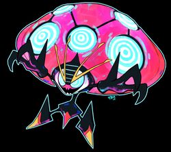  black_background blue_eyes commentary english_commentary full_body gigantamax gigantamax_orbeetle no_humans orbeetle pokemon pokemon_(creature) simple_background solo wind-up-cryptid 