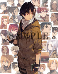  6+boys 6+girls 86_-eightysix- :d absurdres anju_emma annotated arm_at_side black_eyes black_gloves black_hair blonde_hair blu-ray_cover blue_eyes book brown_eyes brown_hair brown_jacket chise_authen closed_mouth commentary_request cover cowboy_shot daiya_irma dark-skinned_male dark_skin everyone fido_(86) fingerless_gloves glasses gloves green_eyes green_hairband grey_eyes grey_hair grin hair_behind_ear hair_between_eyes hairband hariz_senya haruto_keats highres holding holding_book io_dodanthe jacket kaie_taniya kariya_rohga kujo_nico kurena_kukumila kuroto_hinie lecca_lin long_hair looking_at_viewer looking_away looking_to_the_side louie_kino mashu_nanaki mecha medium_hair mikuri_cairo military military_uniform mina_shiroka mole mole_under_eye multiple_boys multiple_girls myna_yatomika ochi_anton official_art one-eyed open_mouth orange_hair parted_bangs parted_lips ponytail portrait projected_inset raiden_shuga red_eyes red_hair robot sample_watermark scar scar_on_face scarf shinei_nouzen shirabi short_hair shuri_gilith smile swept_bangs theoto_rikka tohzan_sasha touma_sauvy undercut uniform watermark white_scarf yellow_eyes 