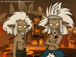  4:3 ankama brother_(lore) brothers_(lore) duo family heart_symbol hi_res humanoid kriss_la_krass male male/male sacrier shirtless_male sibling_(lore) thebreedingincubus twins_(lore) wakfu 