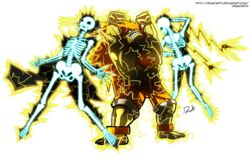  absurd_res alpha_channel blanka body_hair bone cammy_white capcom chest_hair chun-li dragonith electricity fangs female green_body green_skin hair hi_res human male mammal monster no_pupils orange_hair shocking skeleton street_fighter teeth text url 