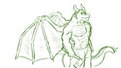  16:9 anthro axe bottomwear claws clothing dragon european_mythology grizard grumpy-lion horn male melee_weapon muscular muscular_anthro muscular_male mythological_creature mythological_scalie mythology pants scalie solo tail weapon western_dragon widescreen wings 