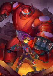  baymax big_hero_6 disney gradient gradient_background hiro_hamada longjunt marvel robot 