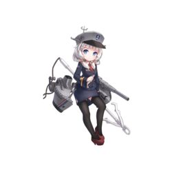  anchor animal black_thighhighs blazer blue_eyes blue_jacket blue_skirt blush braid breasts buttons cannon character_name closed_mouth collared_shirt dress_shirt emblem female fish french_braid full_body hair_ornament hair_over_shoulder hat high_heels holding holding_animal holding_fish iceland icelandic_flag icelandic_text jacket long_sleeves looking_at_viewer machinery megaphone military_hat miniskirt name_tag necktie odinn_(warship_girls_r) official_art pencil_skirt polearm red_footwear red_necktie rigging rope shirt shoes sidelocks skirt small_breasts smile smokestack solo standing thighhighs translated transparent_background warship_girls_r wave505 weapon white_hair white_shirt 