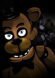  2018 absurd_res animatronic anthro avian bear bonnie_(fnaf) bow_(feature) bow_tie chica_(fnaf) clothing digital_media_(artwork) five_nights_at_freddy&#039;s freddy_(fnaf) group hat headgear headwear hi_res lagomorph leporid machine mammal rabbit robot scottgames shu_20625 simple_background top_hat 