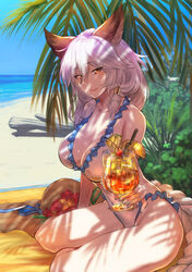  animal_ears bikini cleavage emoshon granblue_fantasy heles swimsuits 