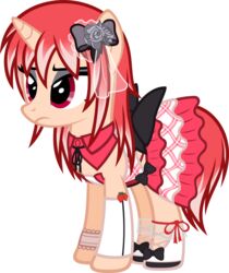  accessory alpha_channel audrey_belrose clothing dress food fruit fur hair hair_accessory hair_ribbon hasbro hi_res huniepop light_body light_fur my_little_pony pink_eyes plant red_hair ribbons solo strawberry white_hair zacatron94 