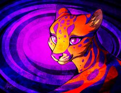  2014 abstract_background ambiguous_gender colorful_theme felid feline feral fur leopardus mammal margay neotheta pink_eyes simple_background smile snout solo whiskers 