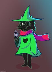  anthro arwokom bovid caprine clothing darkner deltarune eyewear gesture glasses glint goat gun hand_gesture handgun hat headgear headwear heart_clothing heart_print heart_symbol hi_res horn looking_at_viewer male mammal meme one_eye_closed pointing print_clothing ralsei ralsei_with_a_gun ranged_weapon revolver scarf smile smug solo standing undertale_(series) weapon weapon_glint 