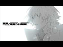  1boy copyright_name dramatical_murder greyscale headphones headphones_around_neck highres honya_lala letterboxed long_hair male_focus monochrome nitro+_chiral parted_lips seragaki_aoba simple_background solo white_background 