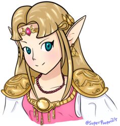  2018 a_link_between_worlds alpha_channel blonde_hair blue_eyes clothed clothing digital_media_(artwork) eyelashes female hair humanoid_pointy_ears jewelry long_hair necklace nintendo not_furry princess_zelda smile solo supersoupnova the_legend_of_zelda 