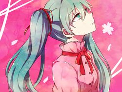  commentary_request female green_eyes green_hair hatsune_miku long_hair ringomaru solo twintails vocaloid 