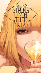  blunt_bangs brown_eyes character_name close-up commentary_request cup drink drinking_glass english_text female glass highres looking_at_viewer midorikawa_hana prison_school short_hair solo vocky wine_glass 