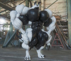  3d_(artwork) anthro anyveon big_muscles digital_media_(artwork) featureless_crotch hi_res huge_muscles hyper hyper_muscles inside male mixed_media muscular muscular_male photo_background photography_(artwork) solo synth_(vader-san) 