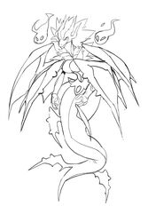  2017 2:3 anthro black_and_white breasts dragon european_mythology featureless_breasts female fire hi_res jijis-waifus monochrome multi_wing mythological_creature mythological_scalie mythology non-mammal_breasts scalie solo wings wyrm_(dragon) 