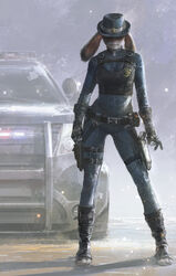  absurd_res anthro armor badge belt body_armor boots clothing disney ears_back female footwear fur gloves grey_body grey_fur gun handgun handwear hat headgear headwear hi_res holster judy_hopps lagomorph leporid mammal motor_vehicle pistol pivoted_ears police police_uniform police_vehicle rabbit ranged_weapon realistic solo su-jian suv topwear uniform utility_belt vehicle vest weapon zootopia 