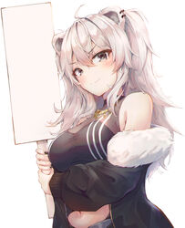  absurdres ahoge animal_ears black_jacket breasts ciawasemono cleavage commentary female fur-trimmed_jacket fur_trim grey_eyes grey_hair highres hololive jacket lion_ears long_hair looking_at_viewer medium_breasts navel oerba_yun_fang see-through see-through_cleavage shishiro_botan shishiro_botan_(1st_costume) simple_background skin_fang smile solo two_side_up virtual_youtuber white_background 