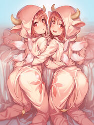  animal_ears ass horns michairu. pajama tail yuuki_yuuna yuuki_yuuna_wa_yuusha_de_aru 