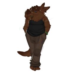  3_heads absurd_res anthro balza_(cerberussenn) bandage bandage_on_ears bandage_on_face bangle bottomwear brother_(lore) brothers_(lore) brown_body brown_fur brown_hair canid canid_demon canine canis cargo_pants cerberus cerberussenn clothing conjoined demon domestic_dog ear_piercing european_mythology floppy_ears fluffy fluffy_hair fur greek_mythology group hair hands_in_both_pockets hellhound hi_res jewelry long_ears male mammal multi_head mythological_canine mythological_creature mythology open_mouth orange_eyes overweight pants piercing pointy_ears prick_ears rim_light shirt sibling_(lore) signature tank_top topwear trio 