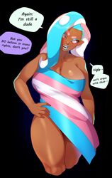  2021 big_breasts black_background blue_lipstick breasts cephalopod combos-n-doodles dark_body dark_skin dialogue gynomorph hi_res humanoid intersex lgbt_pride lipstick makeup marine mole_under_mouth mollusk nintendo octarian octoling pink_eyes pride_colors pseudo_hair simple_background solo splatoon tentacle tentacle_hair transgender_pride_colors video_games 