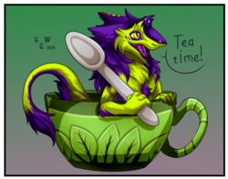  anthro arms_bent beverage border container cup cutlery hi_res holding_object holding_spoon in_container in_cup kitchen_utensils leaning_on_edge over_edge sergal silvergrin solo spoon tail tail_over_edge tea tea_cup tools up_and_over white_border zett 