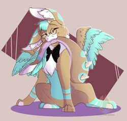  2018 ambiguous_gender angel_dragon anthro big_ears bow_(feature) bow_accessory chest_bow digital_media_(artwork) dragon dutch_angel_dragon eyewear fur furred_dragon furred_scalie glasses grumpy_griffin_creations hair hi_res mythological_creature mythological_scalie mythology nom scalie simple_background smile solo tail tail_nom wings 