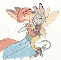  2016 anthro canid canine cosplay crossover disney don_bluth duo fox fur judy_hopps lagomorph leporid male mammal nick_wilde prince_cornelius rabbit simple_background thumbelina_(character) thumbelina_(movie) trashasaurusrex white_background zootopia 