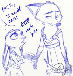  2016 anthro canid canine disney disney&#039;s_hercules duo fox fur hercules hercules_(disney) judy_hopps lagomorph leporid male mammal megara nick_wilde rabbit trashasaurusrex zootopia 