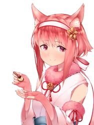  animal_ear_fluff animal_ears cat_ears closed_mouth commentary_request female fingerless_gloves fire_emblem fire_emblem_fates fire_emblem_heroes fur_trim gloves hair_ornament hairband highres holding holding_spoon japanese_clothes pink_gloves pink_hair red_eyes red_ribbon ribbon sakura_(fire_emblem) sakura_(halloween)_(fire_emblem) short_hair simple_background sleeveless smile solo spoon unusablenameaaa white_background 