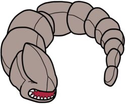  2017 alternate_species ambiguous_gender annelid arthropod brown_body bugdex closed_eyes crossover digital_drawing_(artwork) digital_media_(artwork) dune_(series) fakemon fangs feral full-length_portrait generation_1_pokemon grey_body nintendo onix open_mouth pokemon pokemon_(species) portrait ricky_hoffman sandworm segmented sharp_teeth simple_background solo teeth toony uniped white_background worm 