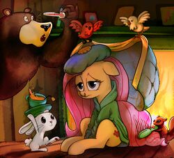  2017 absurd_res angel_(mlp) avian bear beverage bird bodily_fluids docwario equid female fluttershy_(mlp) friendship_is_magic group hasbro hi_res lagomorph leporid mammal my_little_pony rabbit snot tea 