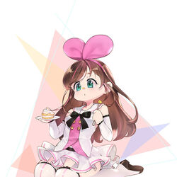  anniversary bare_shoulders black_bow black_bowtie boots bow bowtie breasts brown_hair buttons chestnut_mouth chinese_commentary commentary_request detached_sleeves double-breasted eating eyelashes female fork green_eyes hairband hands_up holding holding_fork holding_plate kizuna_ai kizuna_ai_inc. lace-trimmed_boots lace_trim long_hair long_sleeves miniskirt multicolored_hair open_mouth orry pink_hair pink_hairband plate pleated_skirt raised_eyebrows sailor_collar short_eyebrows sitting skirt small_breasts solo streaked_hair swept_bangs thick_eyebrows thigh_boots thighhighs two-tone_hair virtual_youtuber wariza wavy_hair white_footwear white_sailor_collar white_skirt 