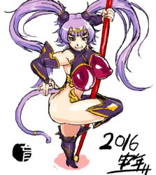  artist_request ass breasts curvy erect_nipples female female huge_ass huge_breasts long_hair purple_hair queen&#039;s_blade queen&#039;s_blade_grimoire red_eyes seiten_(queen&#039;s_blade) shiny_skin solo tail tiara twintails 