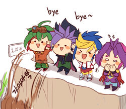  5boys ahoge bondage cape choker gloves multicolored_hair multiple_boys sakaki_yuuya spiky_hair throwing yu-gi-oh! yuu-gi-ou_arc-v yuugo_(yuu-gi-ou_arc-v) yuuri_(yuu-gi-ou_arc-v) yuuto_(yuu-gi-ou_arc-v) zarc_(yuu-gi-ou_arc-v) 