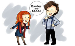  1boy amy_pond bow bowtie commentary_request doctor_who eleventh_doctor_(doctor_who) english_text female lensu pantyhose photoshop_(medium) the_doctor truth 