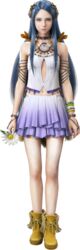  3d absurdres blue_hair bracelet final_fantasy final_fantasy_xiii final_fantasy_xiii-2 flower green_eyes head_ornament headgear highres jewelry long_hair long_image navel official_art paddra_nsu-yeul shoes skirt tall_image very_long_hair 