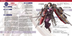  anchor black_hair blue_eyes boots chains character_name chinese_text commentary_request dress english_text female hairband hand_over_heart highres jeanex kantai_collection lance looking_up maryland_(pacific) original pacific_(kancolle) photoshop_(medium) polearm purple_dress ribbon short_hair translated turret weapon 