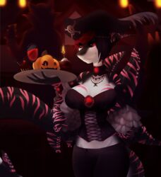  absurd_res anthro avoid_posting beverage breasts candle clothing corset costume cupcake female fish food fruit halloween hi_res holidays kiria_qi_flurry lingerie looking_at_viewer marine pirate plant pumpkin red_eyes rexisminimalis shark smile solo_focus topwear 