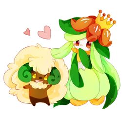  blush crown doredia dress erufuun flower hat heart horns leaf leaves lilligant lowres no_humans open_mouth pokemon pokemon_(game) pokemon_black_and_white pokemon_bw red_eyes simple_background whimsicott yellow_eyes 