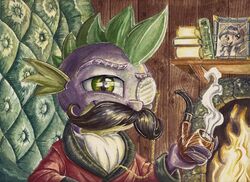  2016 alicorn cravat dragon equid equine eyewear facial_hair fireplace friendship_is_magic hasbro horn male mammal monocle moustache my_little_pony mythological_creature mythological_equine mythological_scalie mythology scalie smoking_jacket smoking_pipe solo spike_(mlp) the-wizard-of-art traditional_media_(artwork) twilight_sparkle_(mlp) wings 