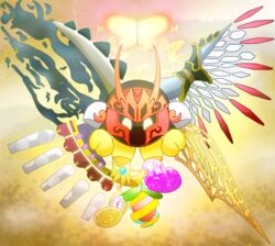  1boy angel_wings bug butterfly butterfly_wings commentary_request crown fastestkirby fusion galactic_nova heart horns insect_wings kirby&#039;s_return_to_dream_land kirby:_planet_robobot kirby:_star_allies kirby:_triple_deluxe kirby_(series) magolor magolor_soul master_crown morpho_knight no_humans pocket_watch queen_sectonia shoulder_pads spoilers star_dream void_termina watch white_eyes wings 